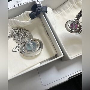Vivienne Westwood Silver Necklace with Blue and Purple Accents